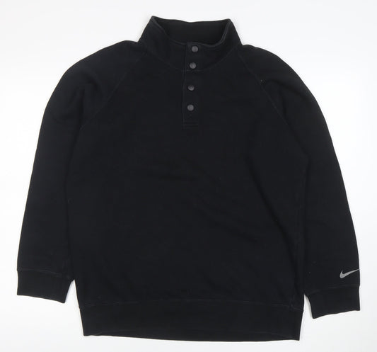 Nike Men's Black Henley Sweatshirt M Sports Fleece Pullover