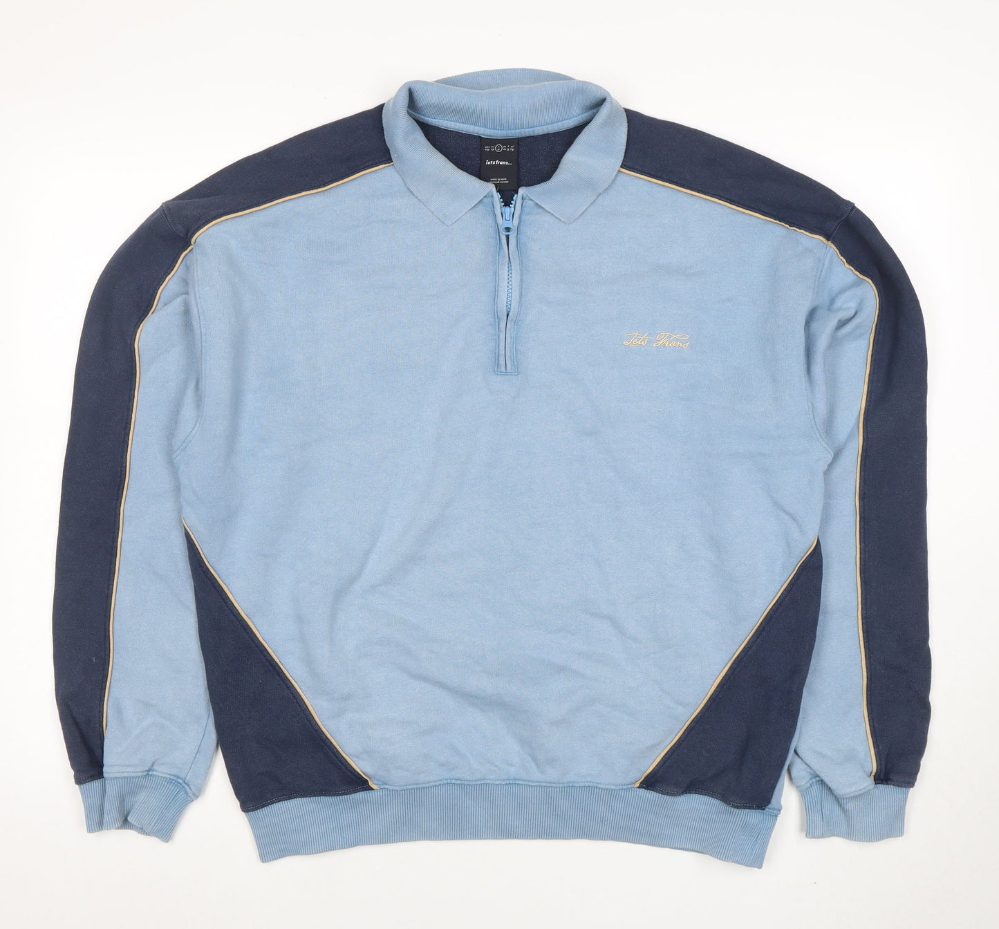 Ted Farris Men's Blue 1/2 Zip Collared Sweatshirt Size S