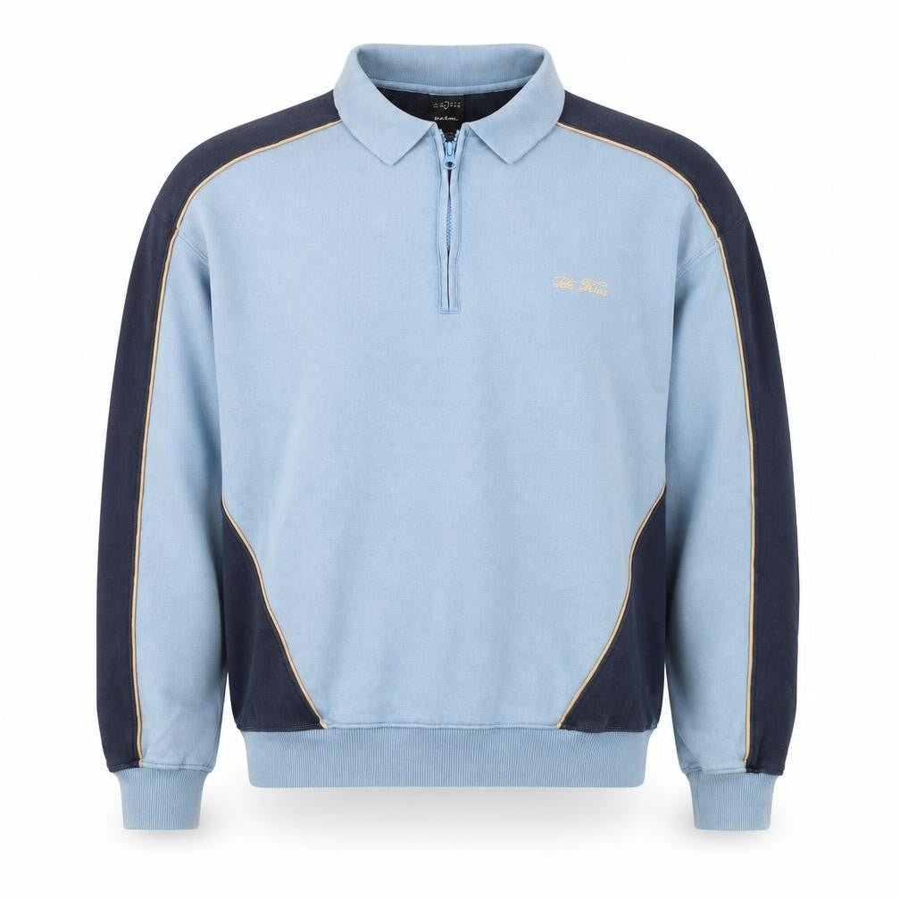 Ted Farris Men's Blue 1/2 Zip Collared Sweatshirt Size S
