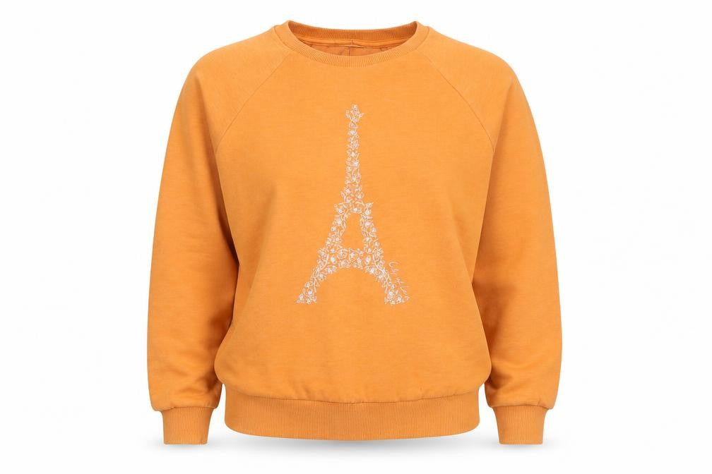 Next Women's Orange Eiffel Tower Crew Neck Pullover Sweatshirt M