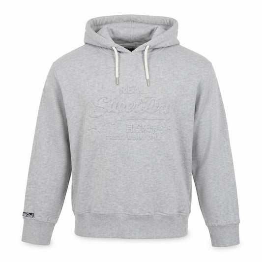 Superdry Men's Grey Pullover Hoodie Size L Embroidered Logo