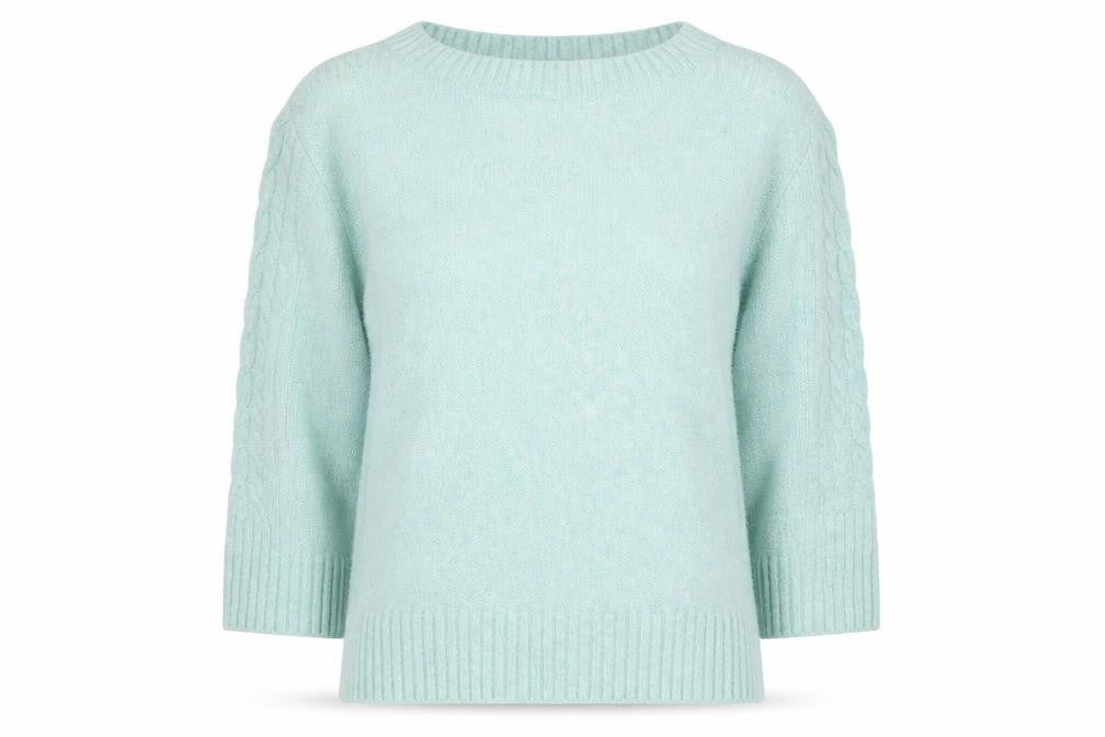 Monsoon Women’s Blue Cable Knit Crew Neck Jumper Size S