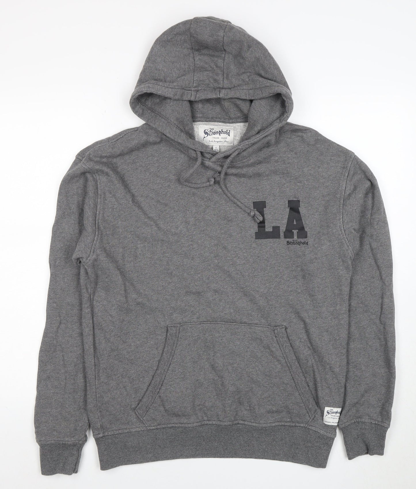 The Stronghold Men’s Grey Pullover Hoodie S Graphic LA Logo