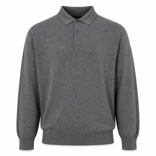 Marks and Spencer Mens Grey 2XL Cotton Rich Long Sleeve Polo