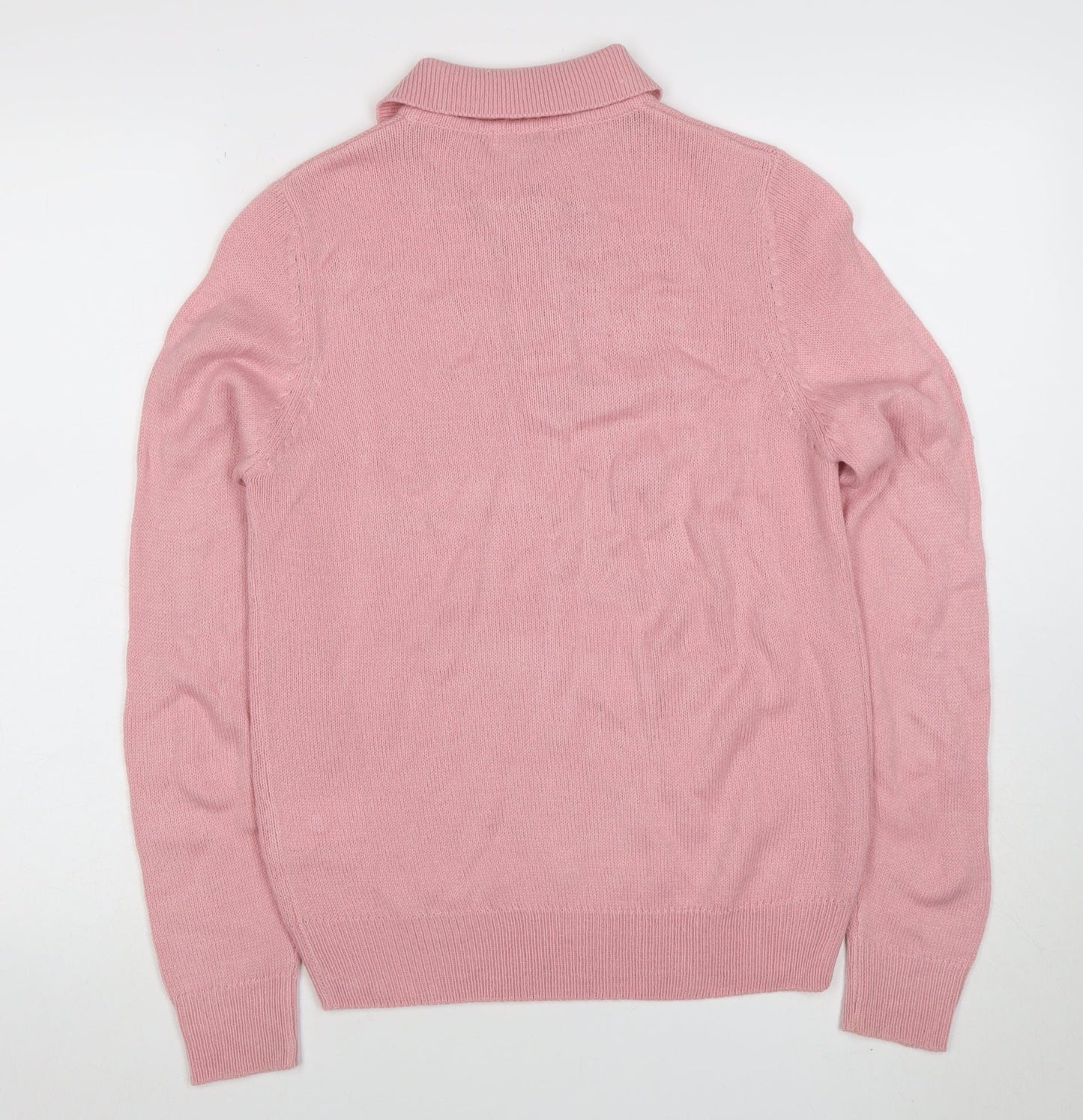 Damart Women’s Pink Collared Long Sleeve Henley Knit Jumper Size S