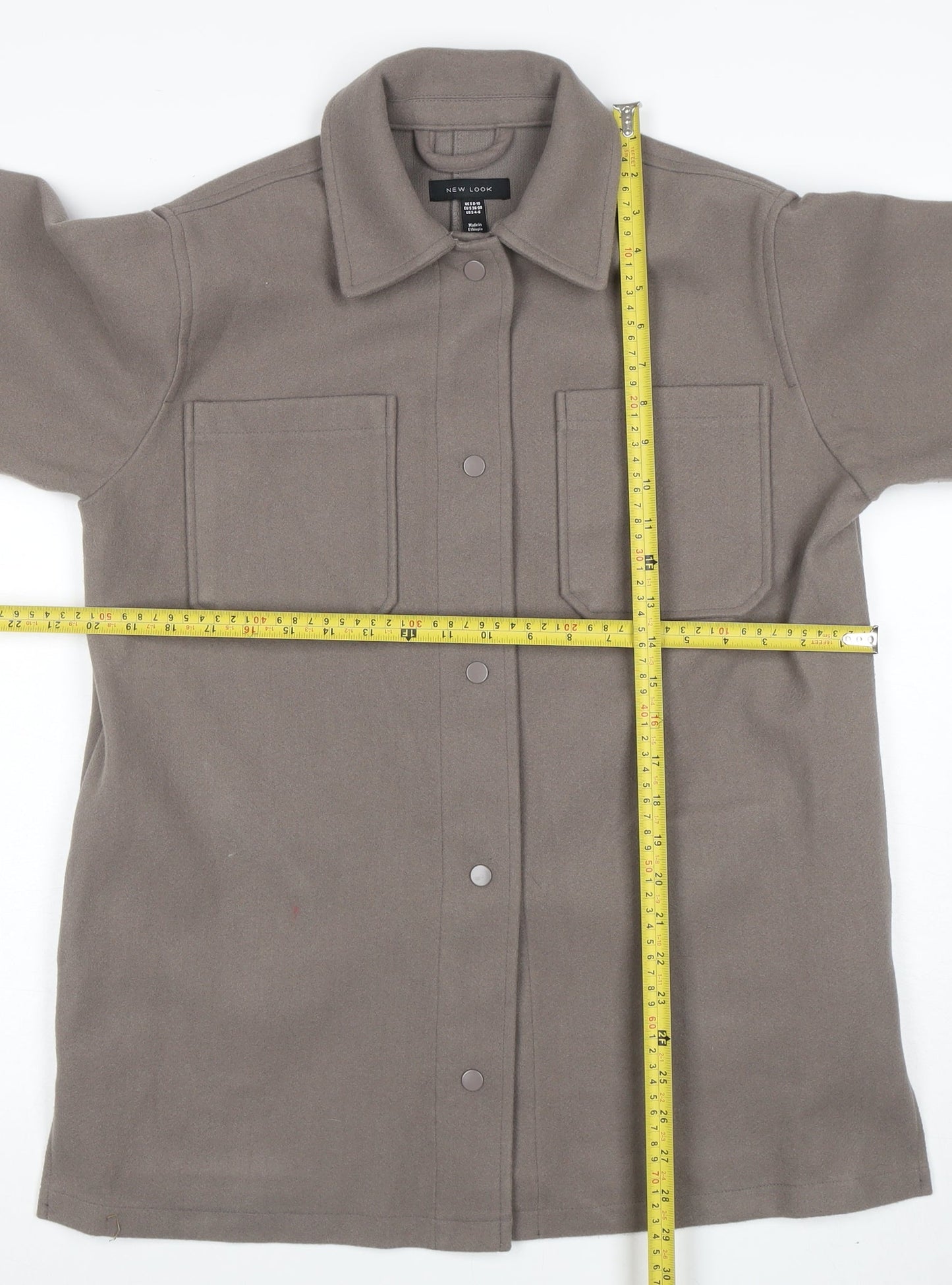 New Look Womens Brown Regular Fit Mid-Length Shacket Jacket Size 8