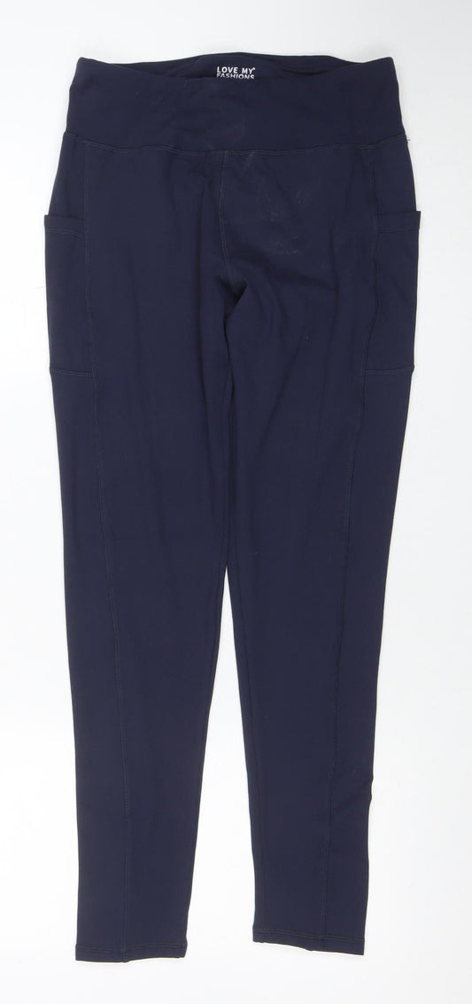 Love My Fashions Women’s Blue M Slim Fit Stretch Active Leggings