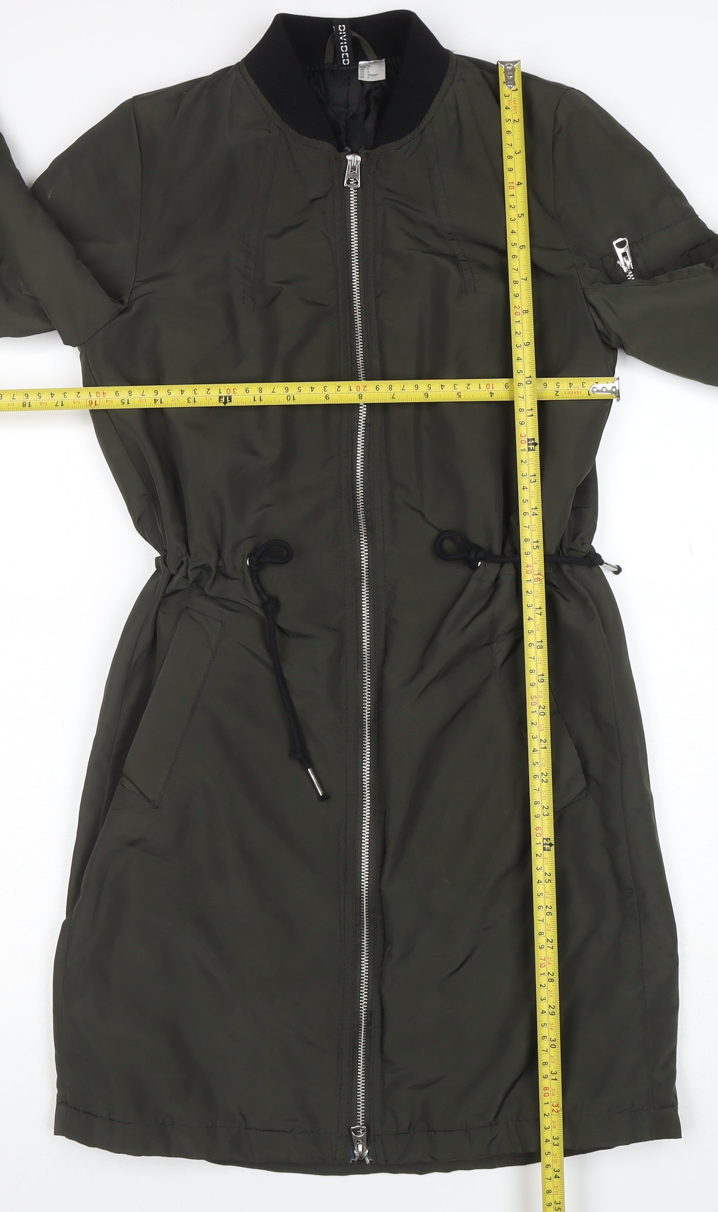 H&M Divided Women’s Green Bomber Jacket Size 6 Mid-Length Zip Casual