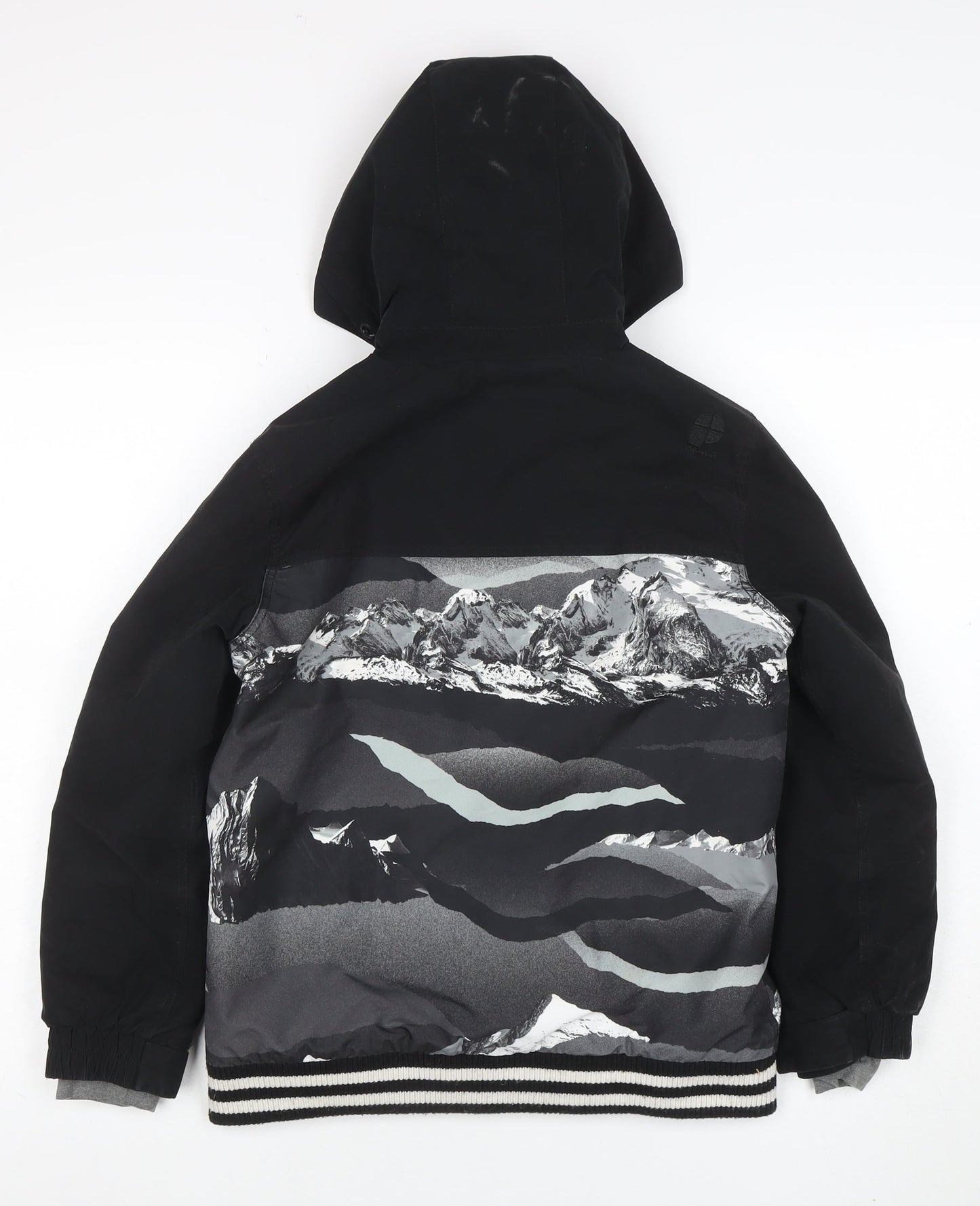 Protest Boys Black Mountain Print Hooded Waterproof Puffer Jacket 10Y