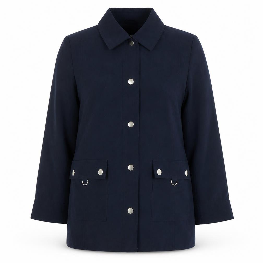 ISLE Womens Blue Mid-Length Button Jacket Size 10