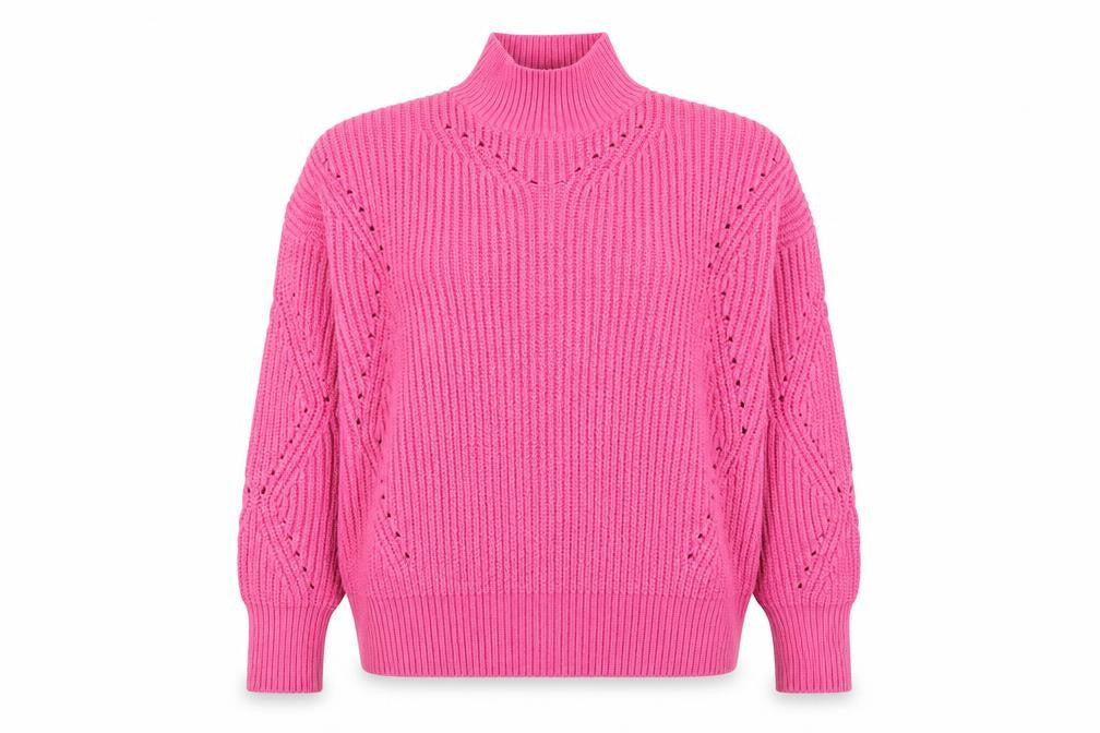 V by Very Women Pink Rib Knit Mock Neck Pullover Jumper Size 14