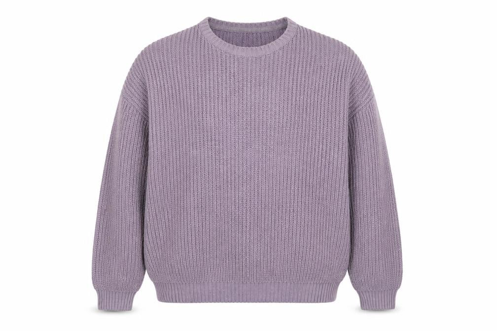 Front view of ASOS DESIGN Men Purple Chunky Knit Crew Neck Jumper, size L