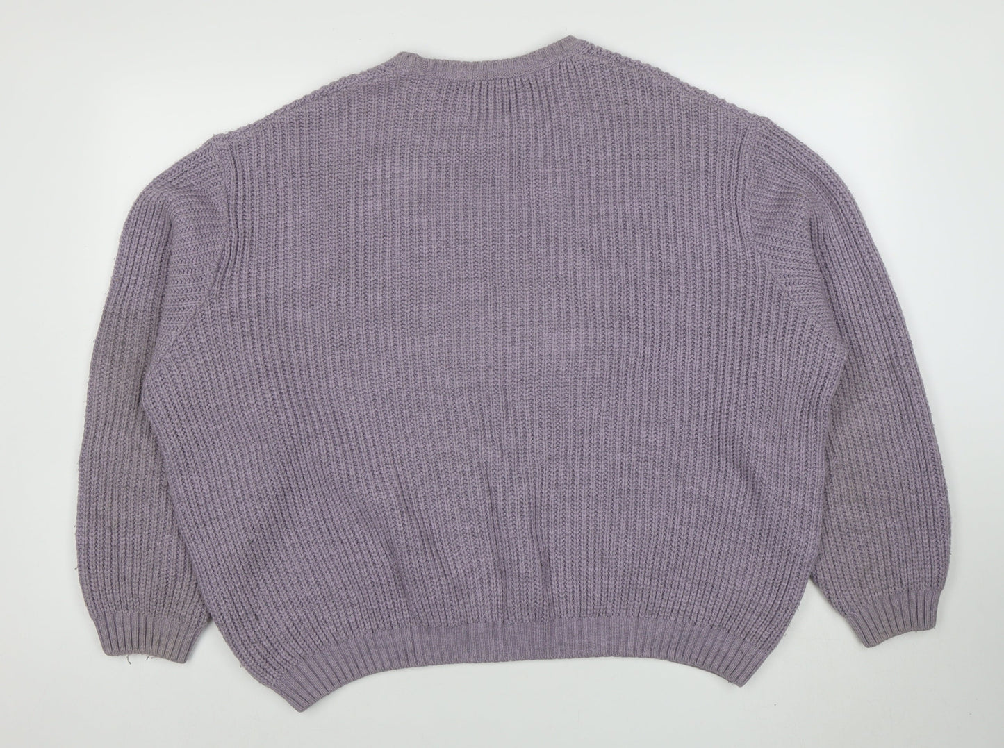 ASOS DESIGN Men Purple Chunky Knit Crew Neck Jumper Size L