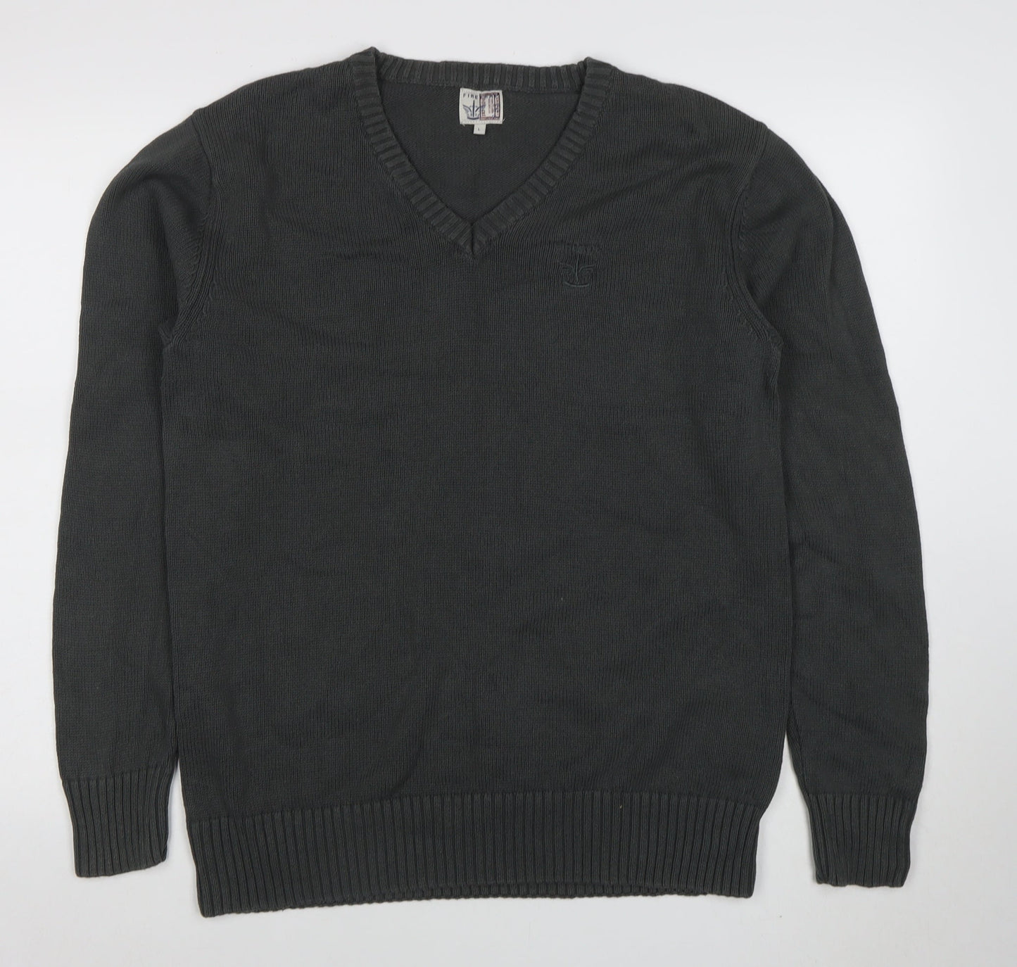 Firetrap Men’s Grey Cotton V-Neck Jumper Size L