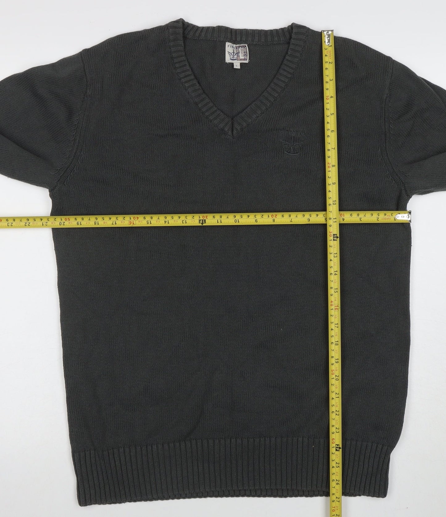 Firetrap Men’s Grey Cotton V-Neck Jumper Size L