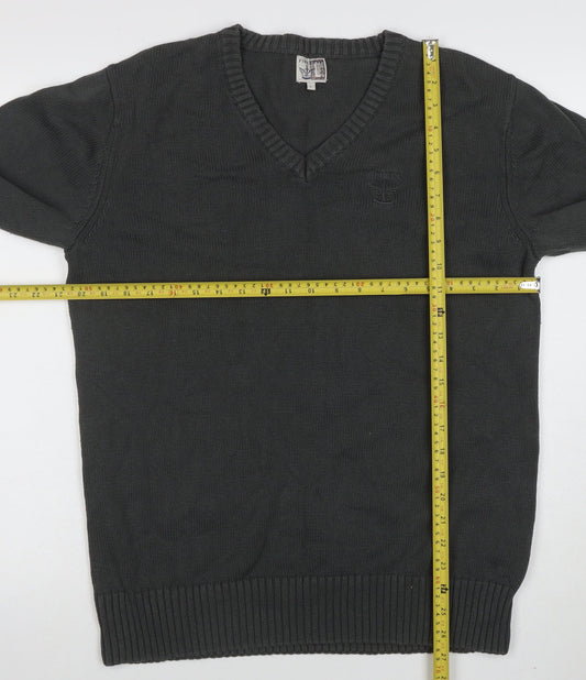 Firetrap Men’s Grey Cotton V-Neck Jumper Size L