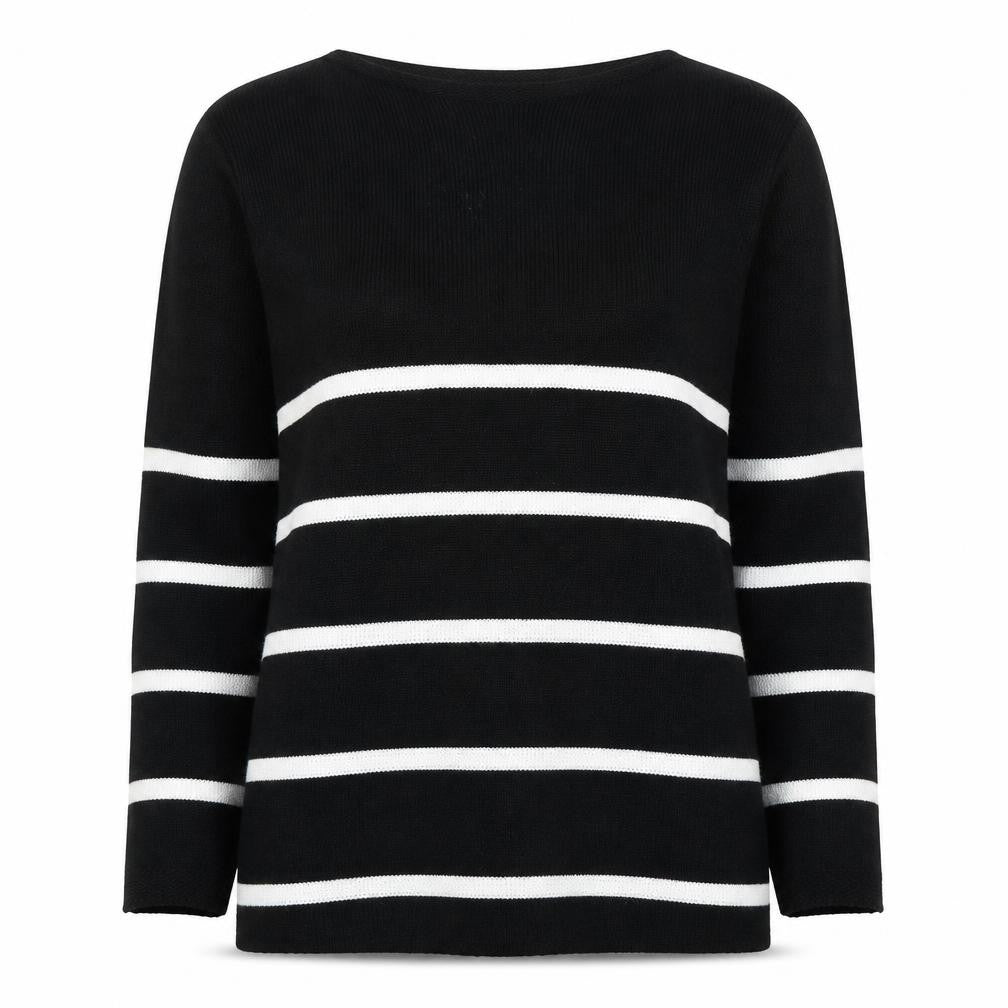 Nougat London Women's Black Striped Knit Pullover Jumper Size L