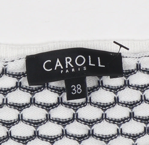 Caroll Women’s White Black Cotton Knit Pullover Jumper Size 10