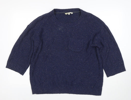 Fat Face Women’s Blue Wool Knit Crew Neck Jumper Size 16