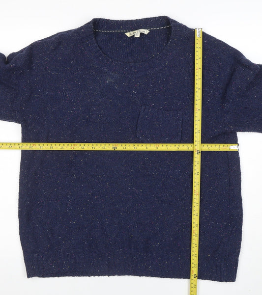Fat Face Women’s Blue Wool Knit Crew Neck Jumper Size 16