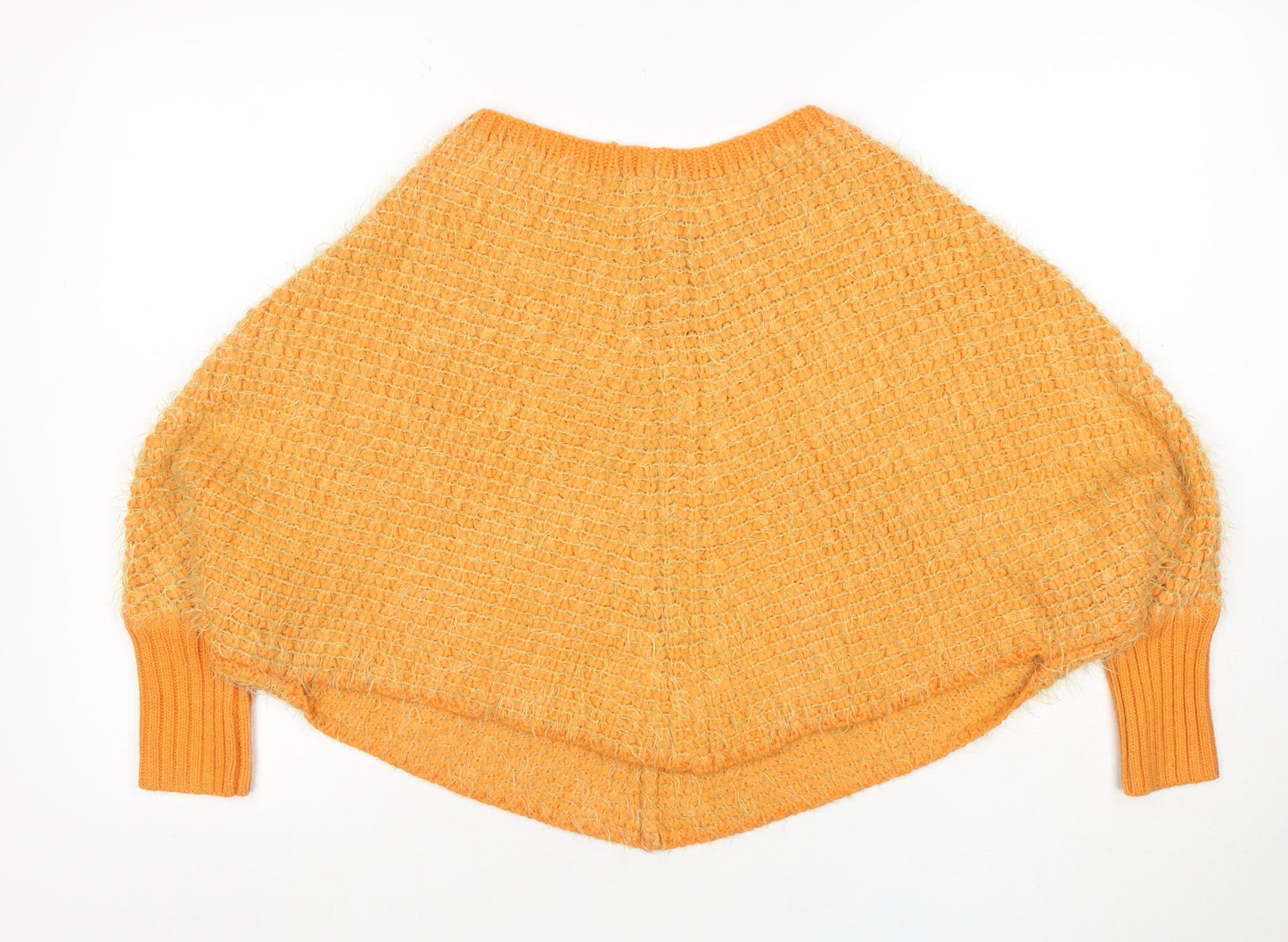 Fexata Women’s Orange Wool Blend Chunky Knit Cape Jumper S