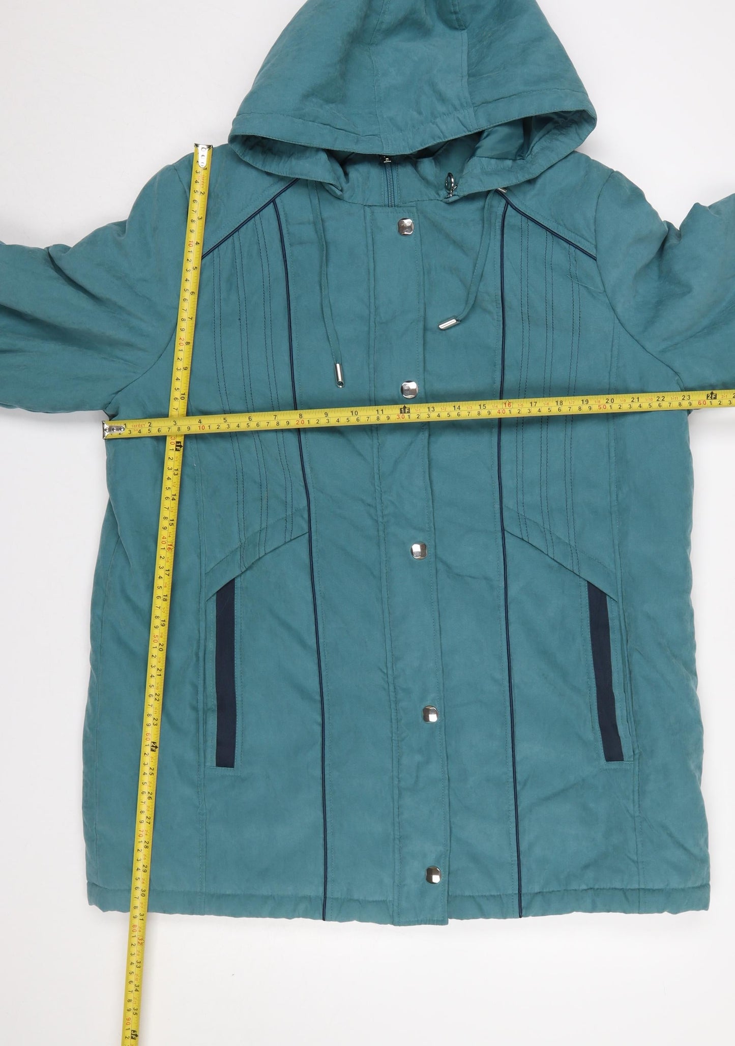 Anna Rose Women Deep Aqua Hooded Mid-Length Coat XL