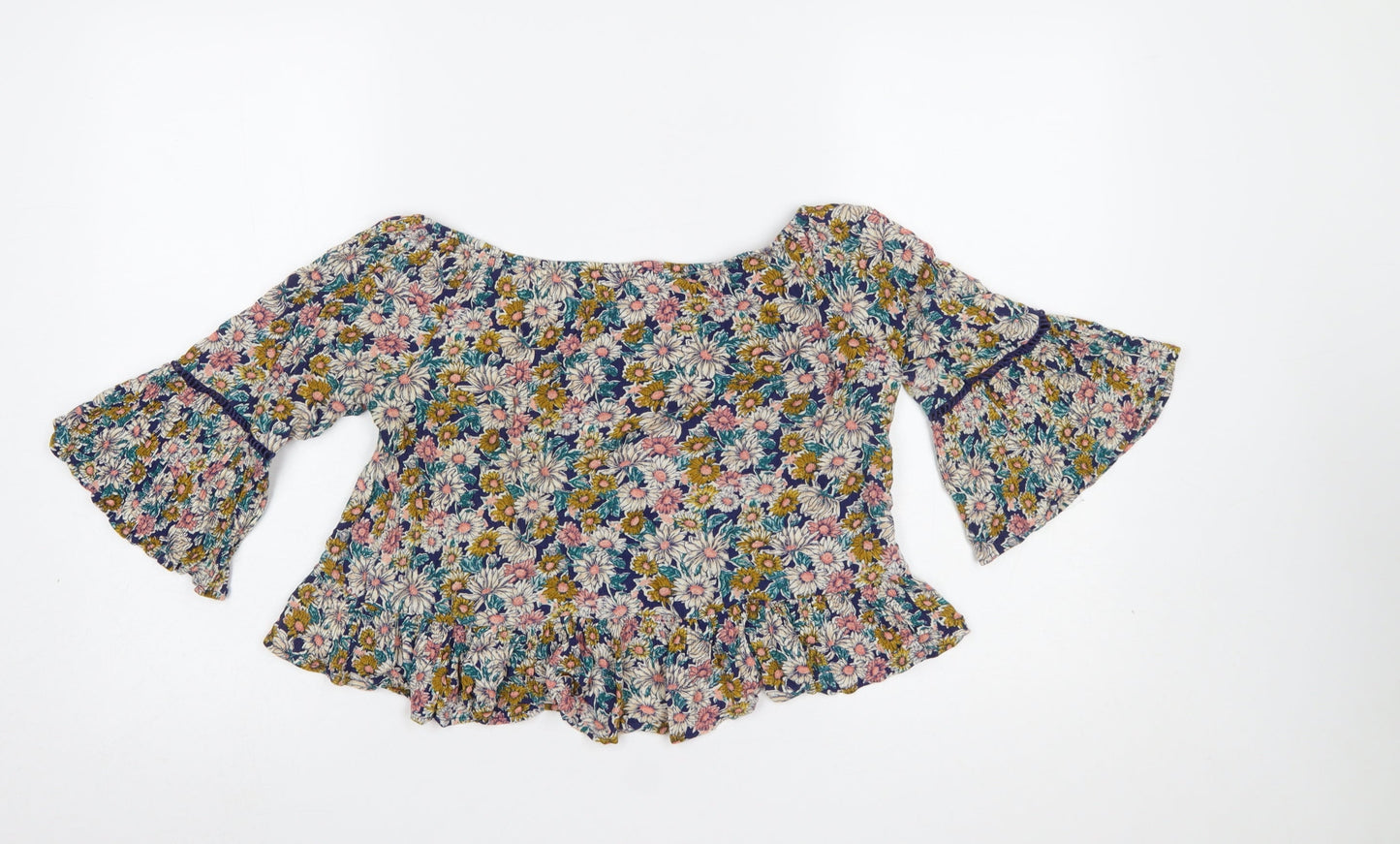 Forever 21 Women's Multicoloured Floral Boho Ruffle Blouse Size S