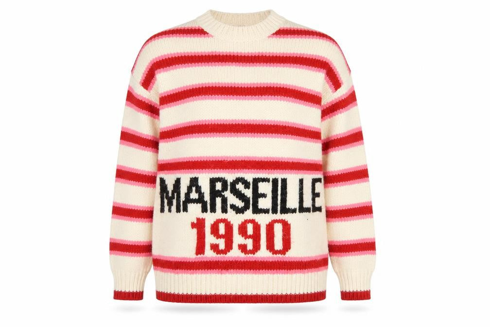 New Look Women's Cream Red Striped Marseille 1990 Knit Jumper Size S