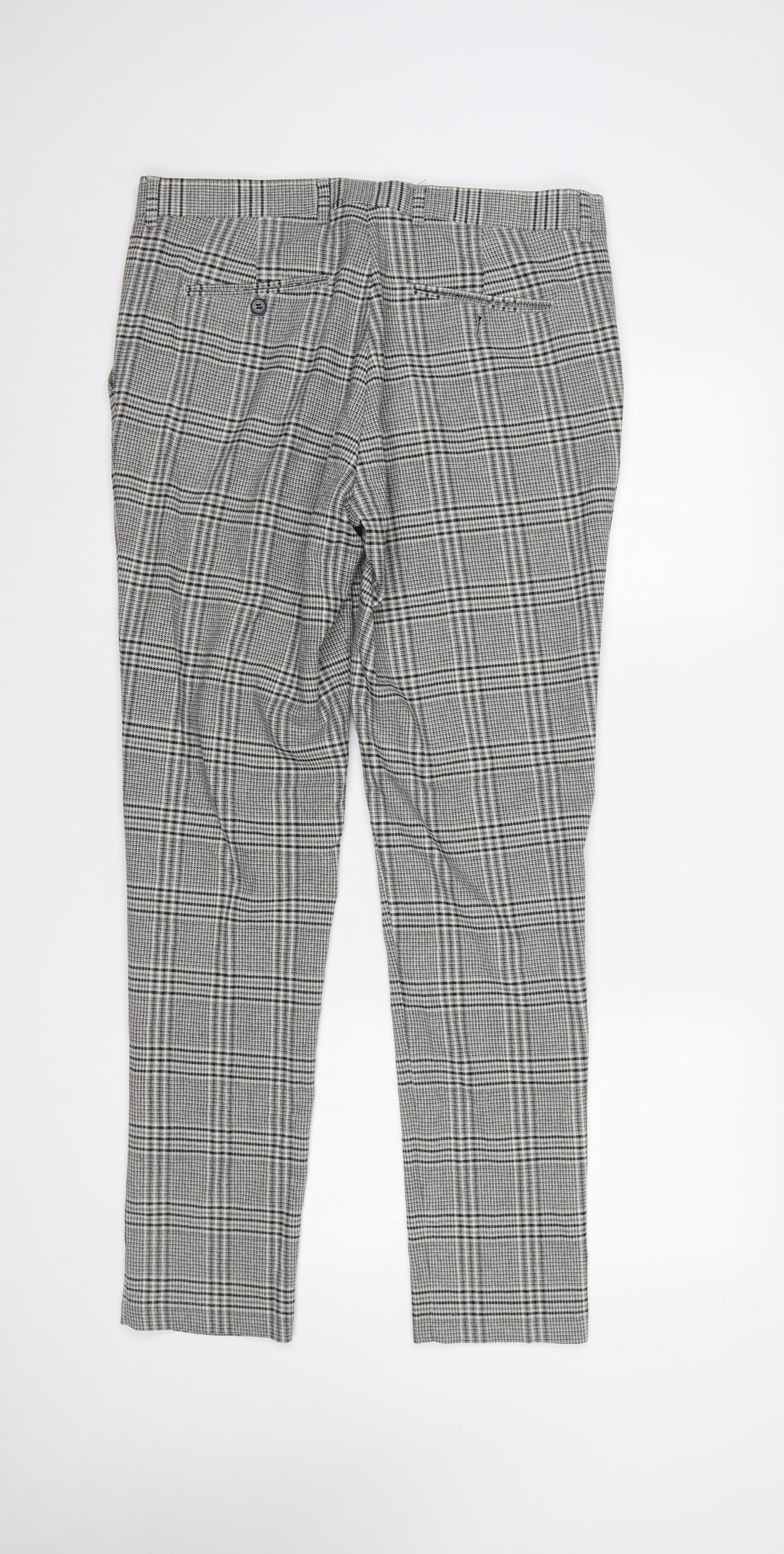 Gianni Feraud Men's Grey Check Slim Trousers Size 34W 32L