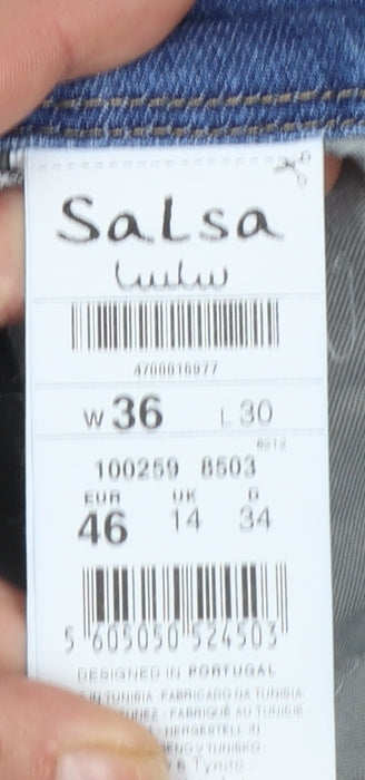 Salsa Women’s Blue Skinny Jeans Size 14 Mid Rise Stretch Denim