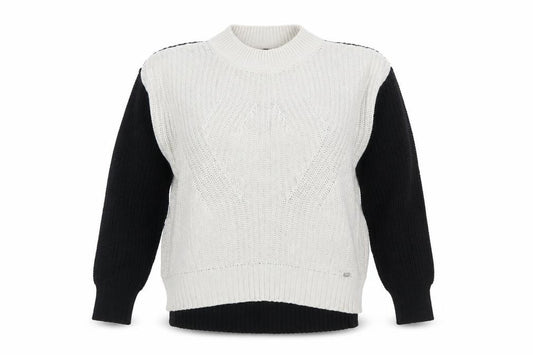 Superdry Women's Black White Cotton Knit Jumper XS Crew Neck