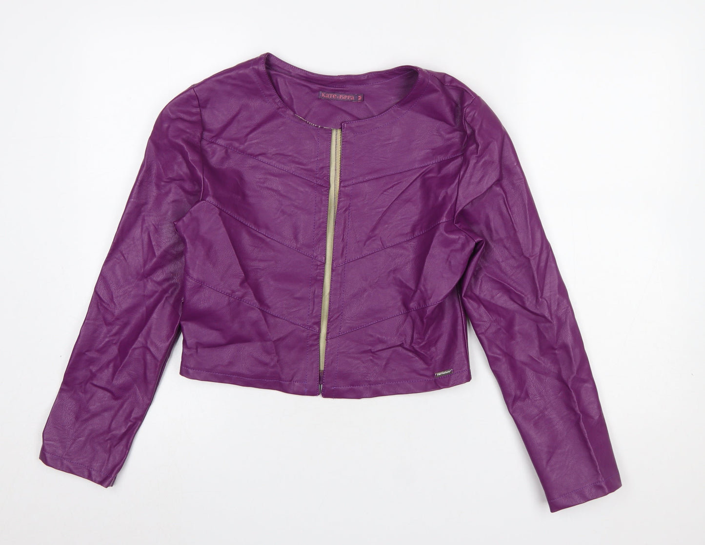 Kate & Pippa Women’s Purple Faux Leather Cropped Jacket M