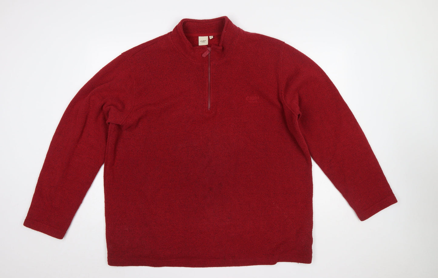 Cotton Traders Mens Red 2XL Fleece Half Zip Sweatshirt
