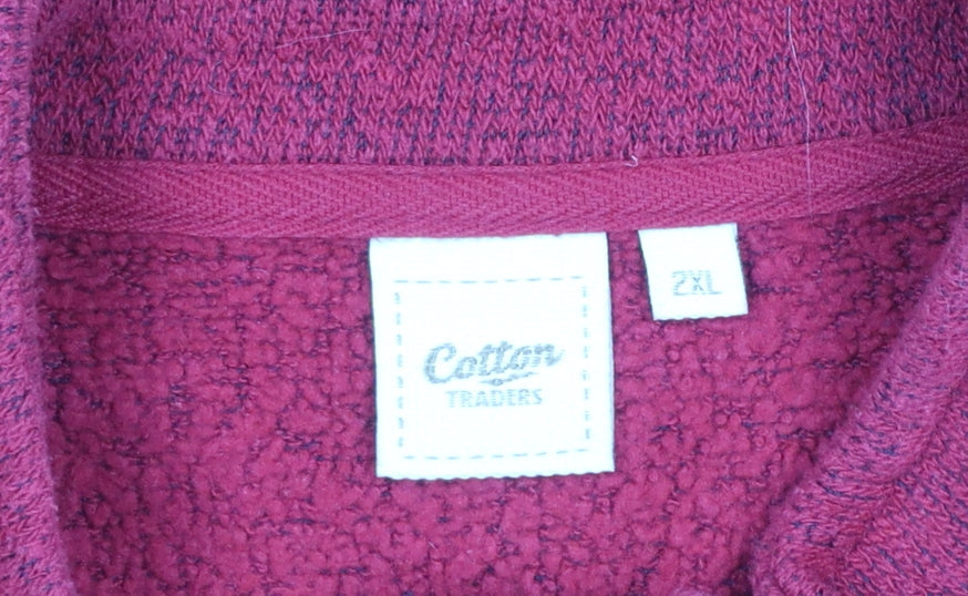 Cotton Traders Mens Red 2XL Fleece Half Zip Sweatshirt