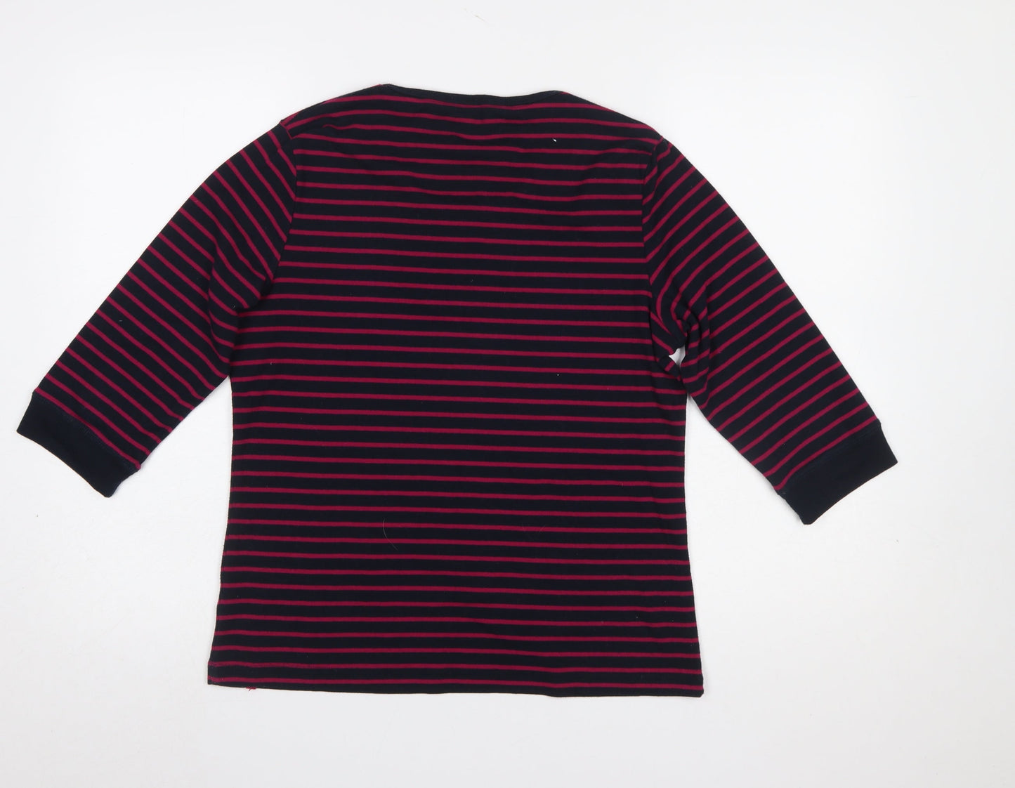 Bm Casual Women's Navy & Pink Striped 3/4 Sleeve Henley T-Shirt Size M