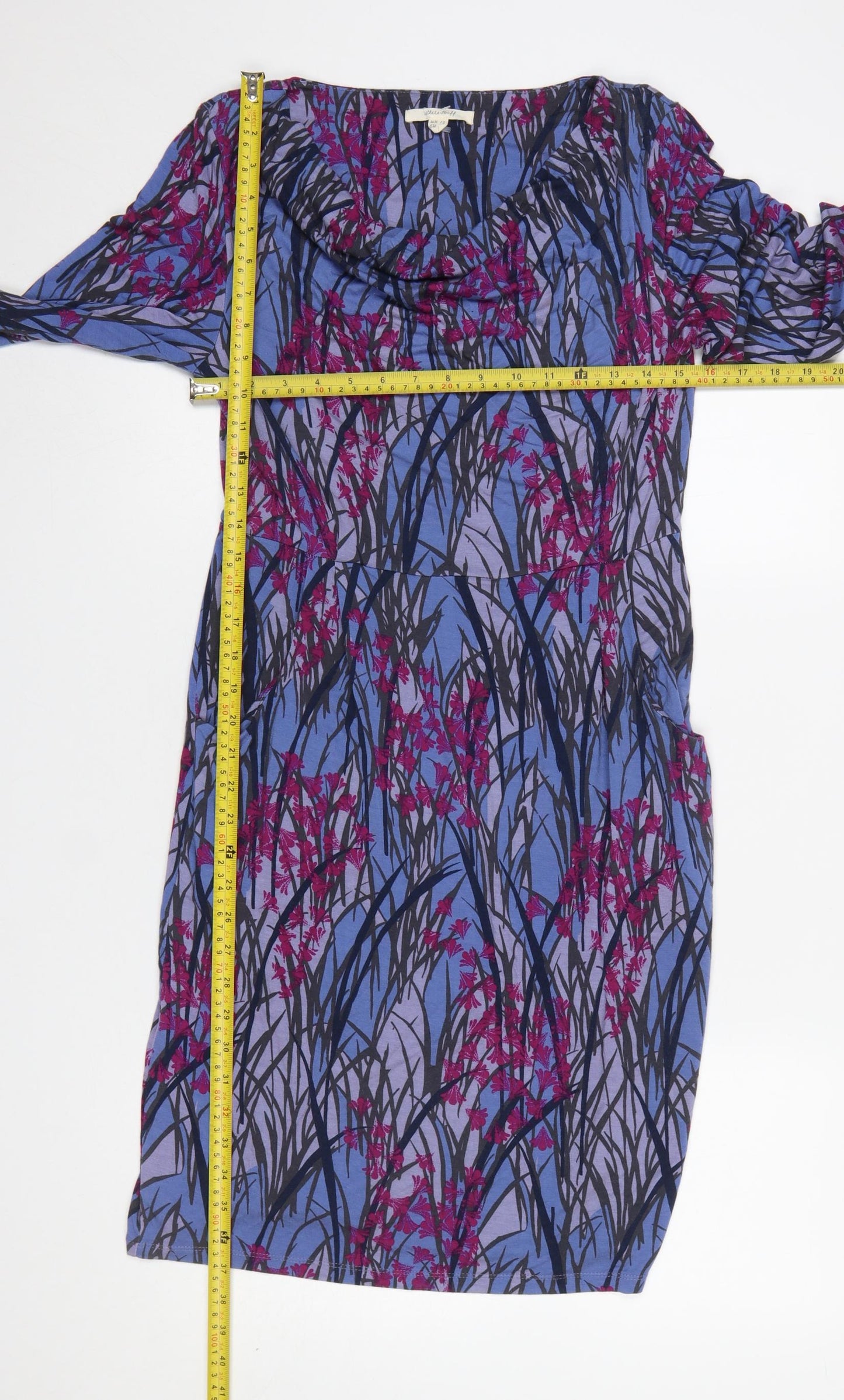 White Stuff Women’s Blue Floral Cowl Neck Jersey Shift Dress Size 10