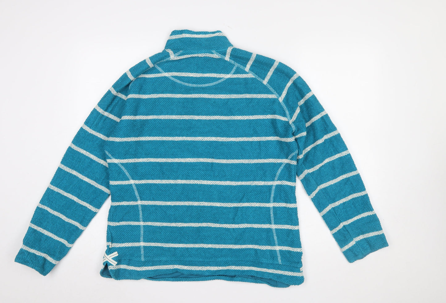 Weird Fish Womens Blue Striped 1/4 Zip Cotton Pullover Sweatshirt XL