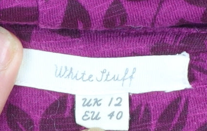 White Stuff Women's Purple Floral A-Line Knee Length Cotton Dress Size 12