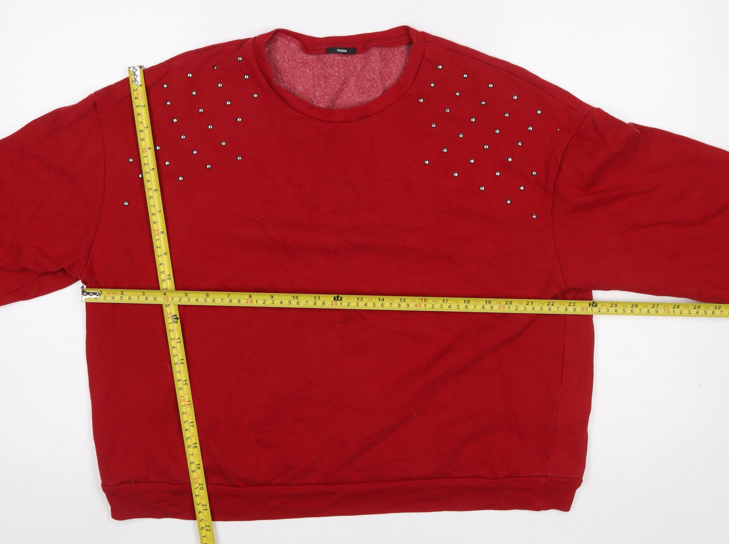 Tezenis Womens Red Studded Pullover Sweatshirt Size L