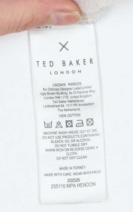 Ted Baker Men’s Grey Cotton Pullover Hoodie Size L Regular Fit
