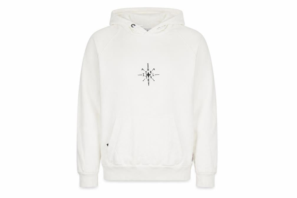 IHTEVEL Men White Pullover Hoodie M Cotton Graphic Fleece Sweatshirt