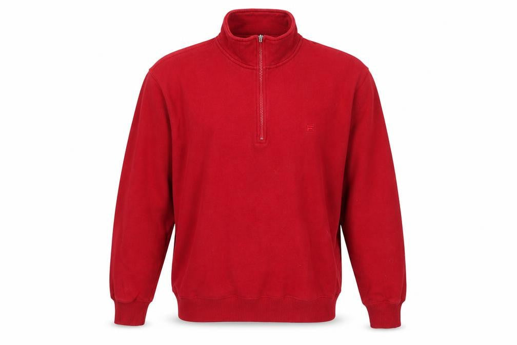 Fila Mens Red 1/2 Zip Pullover Fleece Sweatshirt Size M