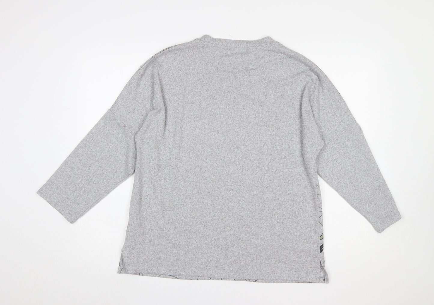 Isle Collection Women's Grey Floral Pullover Jumper M Regular Fit