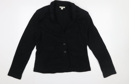 Whistles Women Black Cotton Two-Button Blazer Jacket UK 16