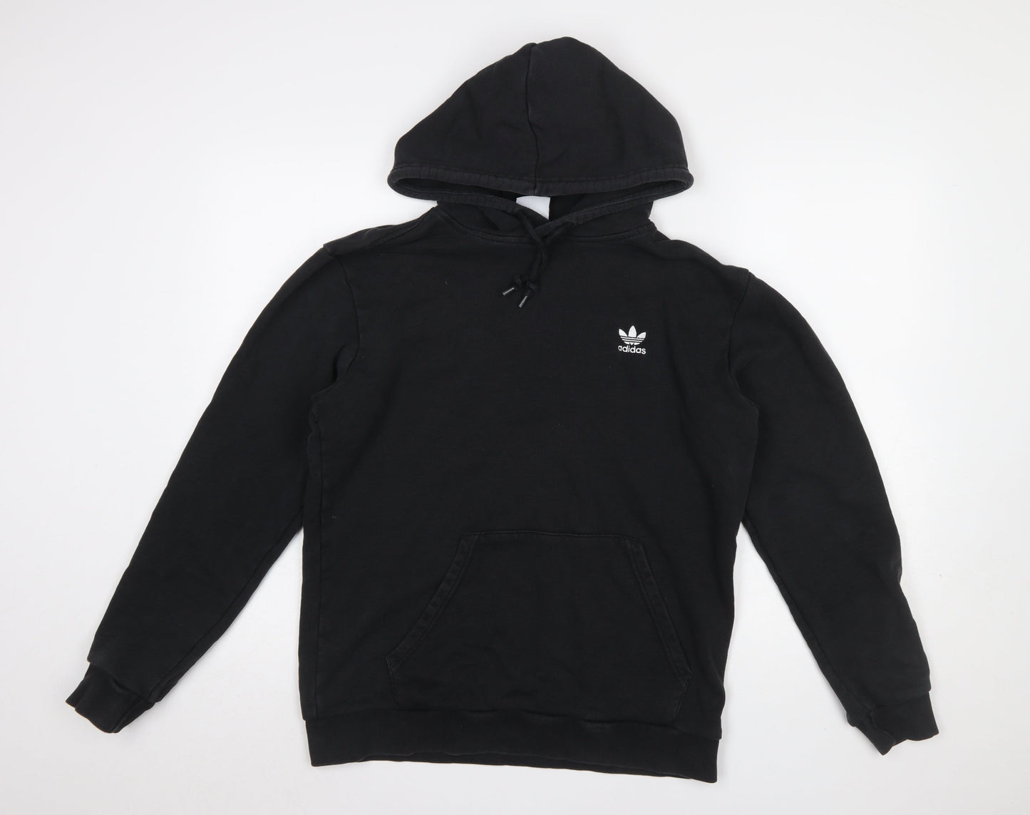 adidas Men Black Pullover Hoodie M Regular Fit Cotton Sportswear