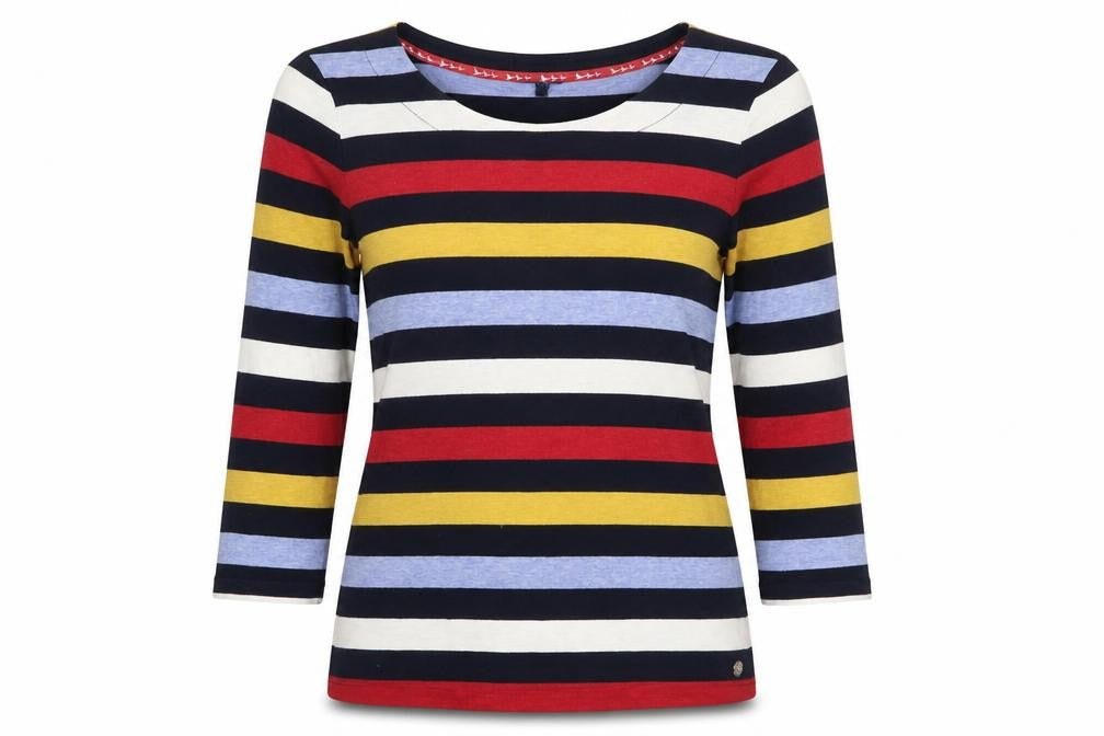 Maine New England Women's Multicoloured Striped 3/4 Sleeve Jersey T-Shirt Size 10