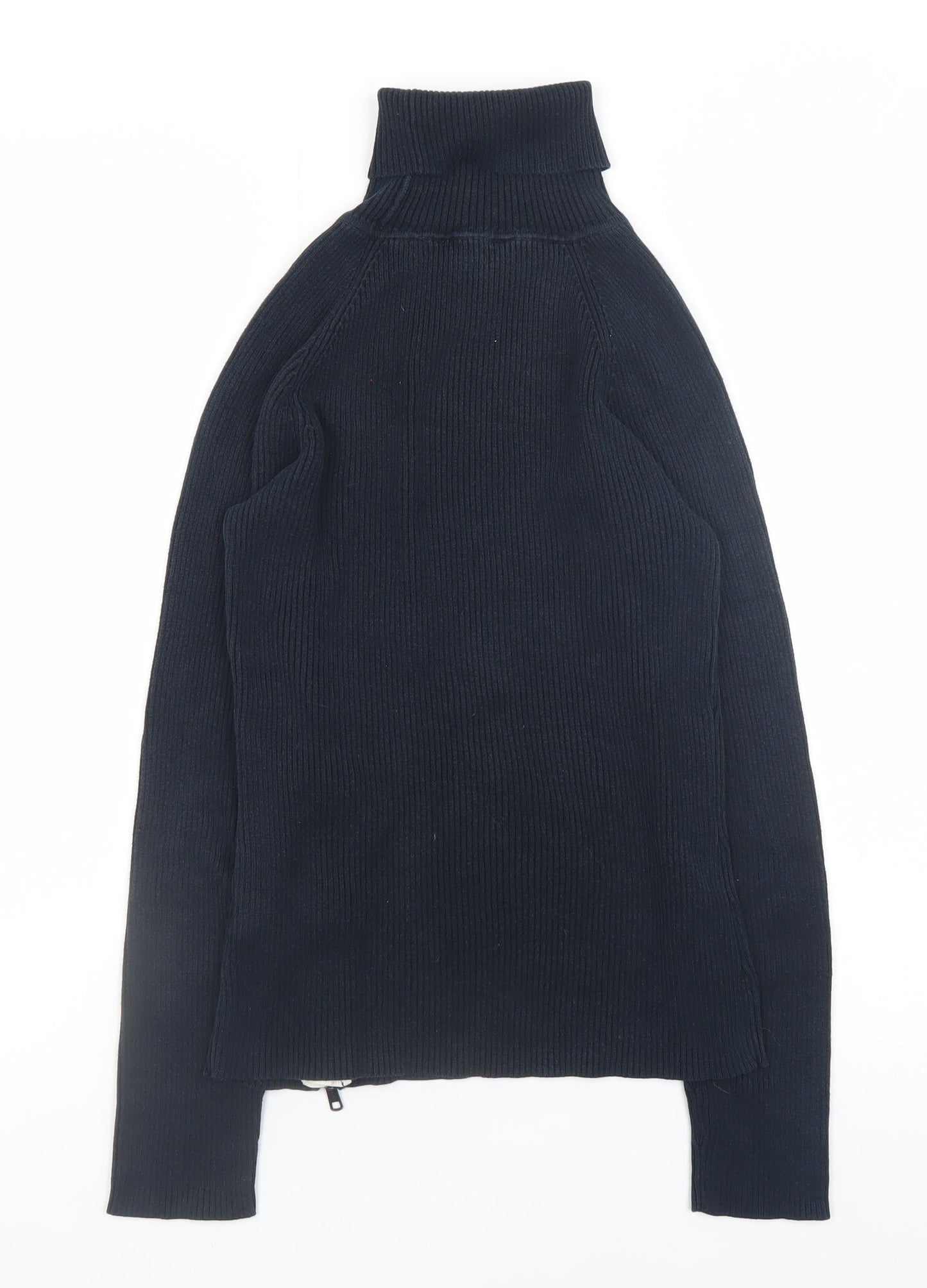 Dorothy Perkins Women Black Roll Neck Cotton Zip Jumper Size 12