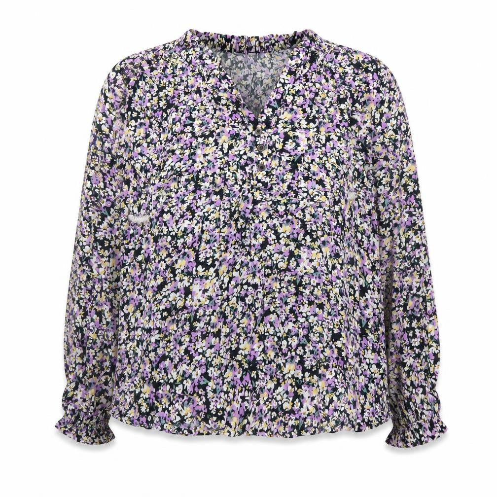John Lewis ANYDAY Women's Black Floral V-Neck Long Sleeve Blouse Size 16