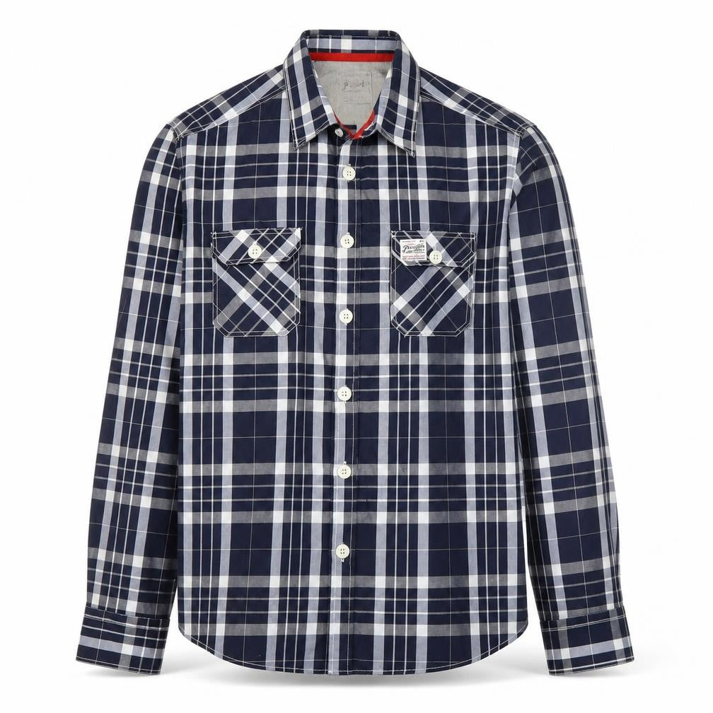 Paraffin Industries Men’s Blue Check Long Sleeve Button-Up Shirt L