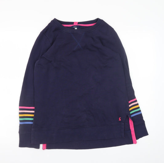 Joules Women's Blue Rainbow Stripe Cotton Pullover Jumper UK 6
